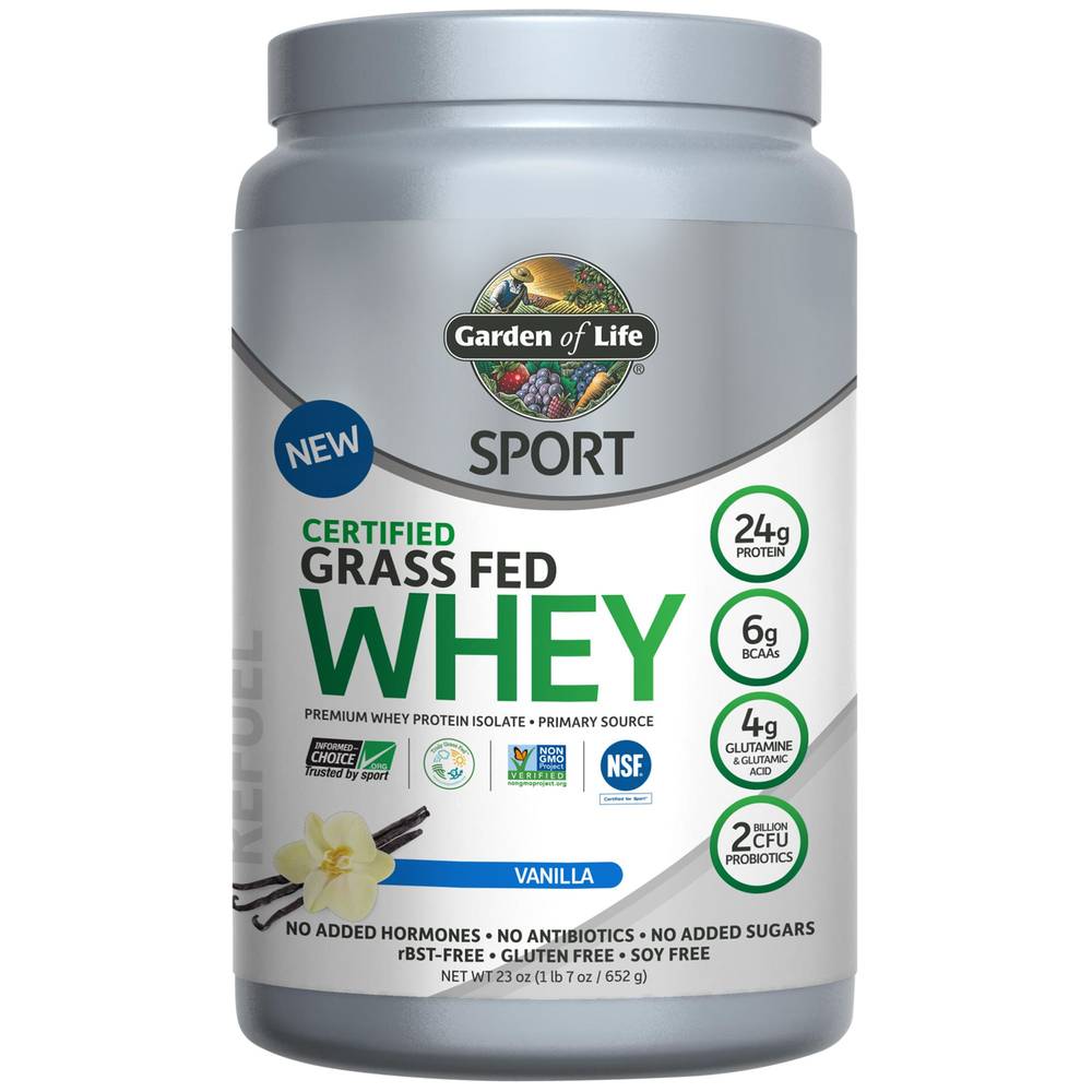 Sport Certified Grass Fed Whey Protein Powder – Vanilla (1.7 Lbs./20 Servings)