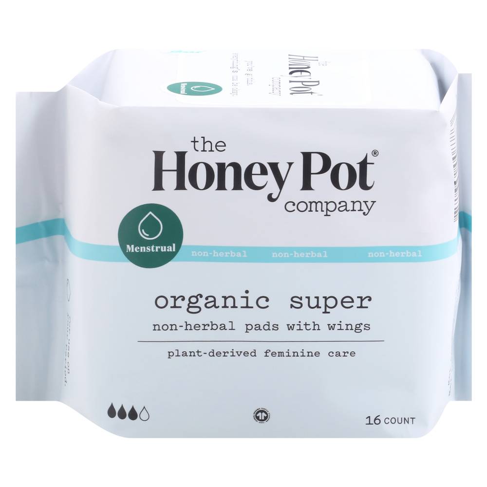 The Honey Pot Organic Super Non-Herbal With Wings Pads