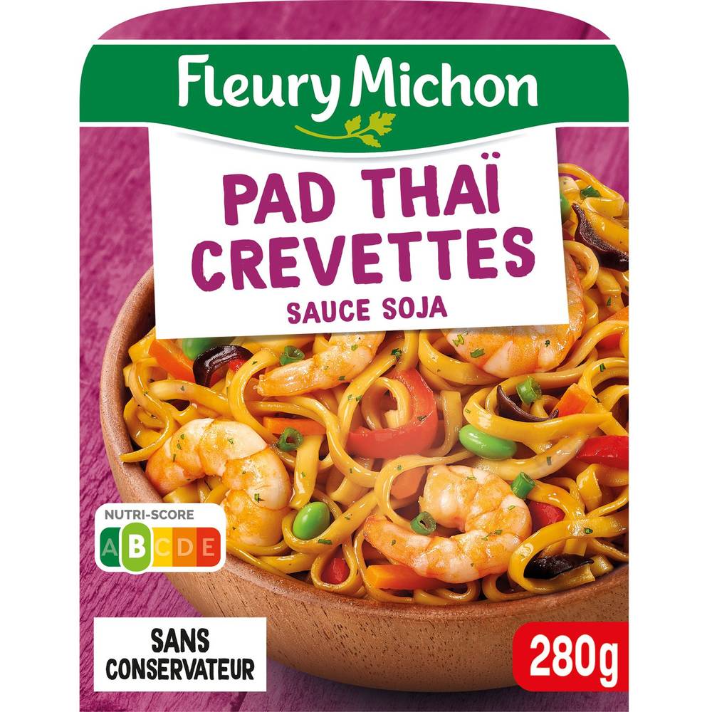 Fleury Michon - Plat cuisiné pad thaï crevettes avec sauce soja (280g)