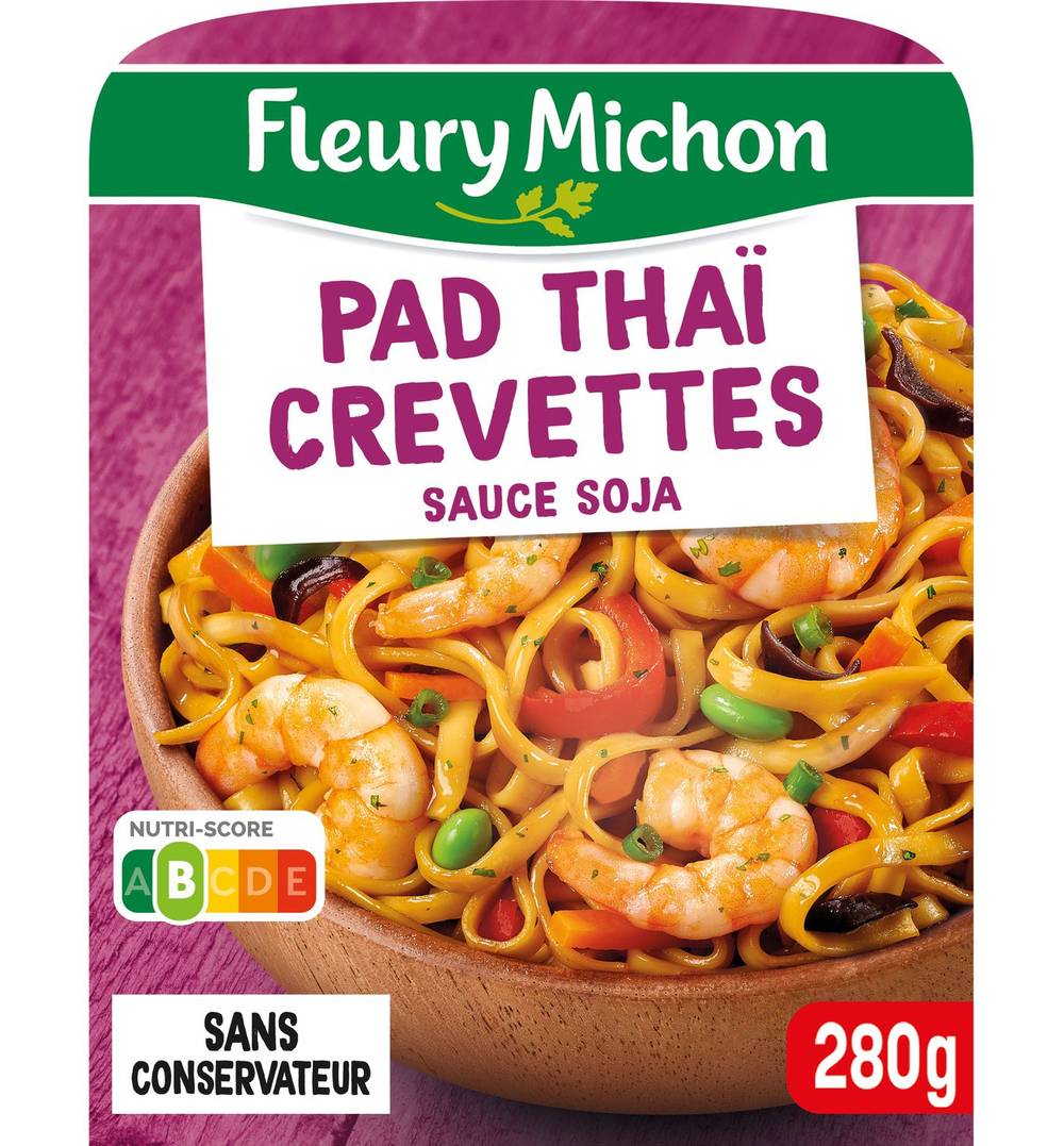 Fleury Michon - Plat cuisiné pad thaï crevettes avec sauce soja (280g)