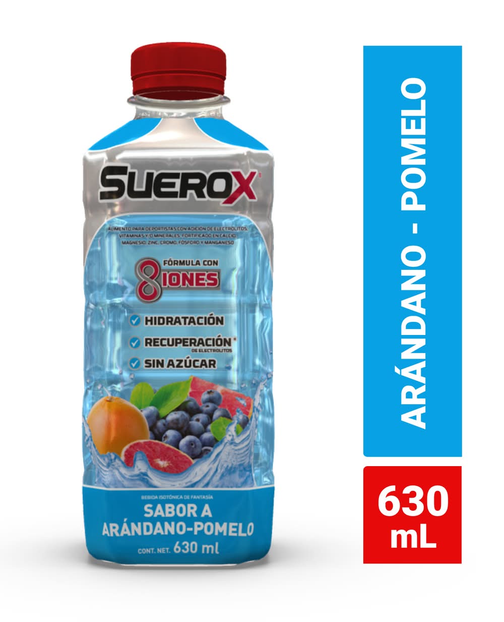 Suerox · Bebida hidratante con electrolitos sin azúcar - Arándano-Pomelo (630 ml)