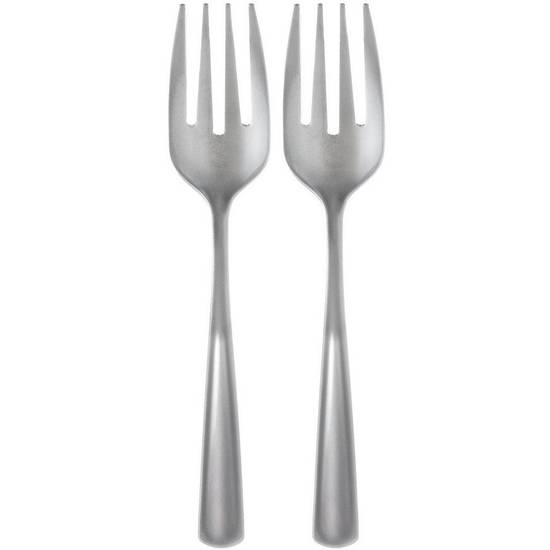 Silver Plastic Serving Forks, 9.75in, 2ct