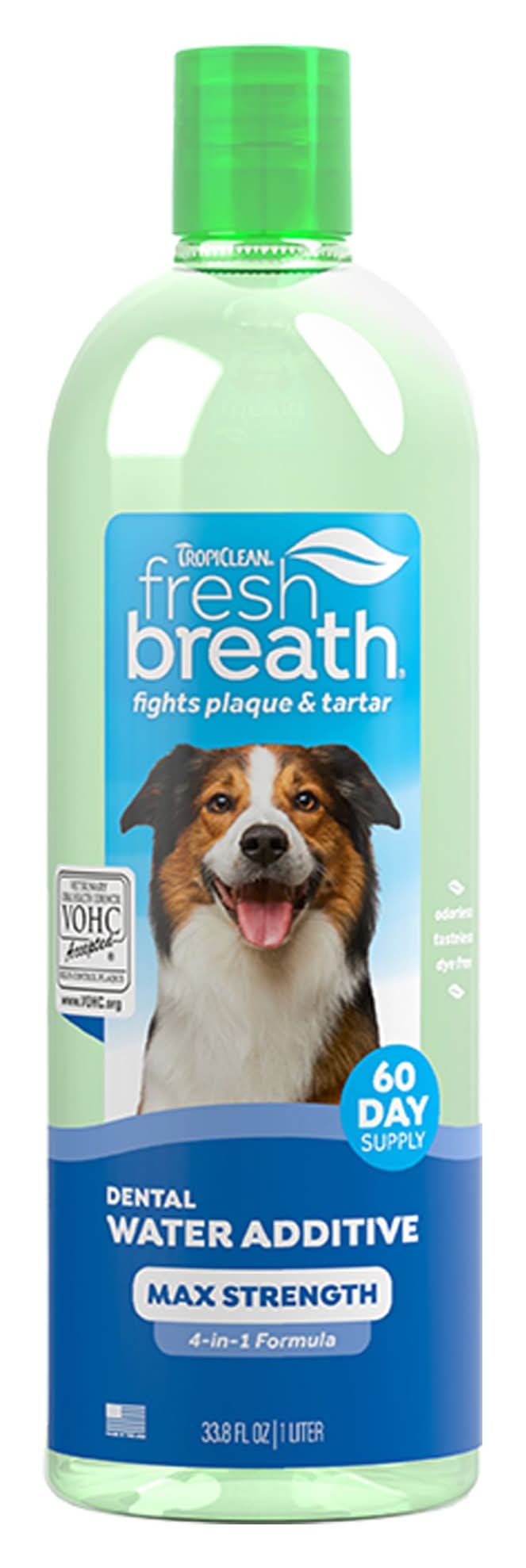 TropiClean® Fresh Breath® Max Strength Dental Water Additive for Dogs (Size: 33.8 Oz)