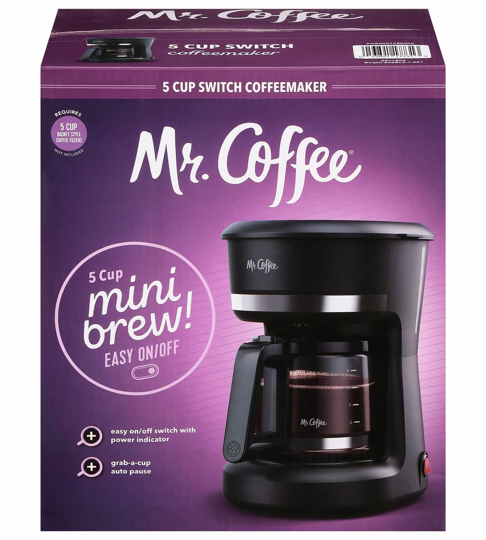 Mr. Coffee Electric Small Drip Paper Filter Coffee Maker Machine, Black
