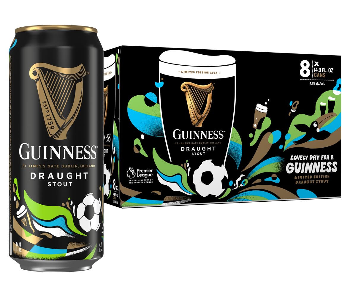 Guinness Irish Draught Stout Beer (8 x 14.9 fl oz)