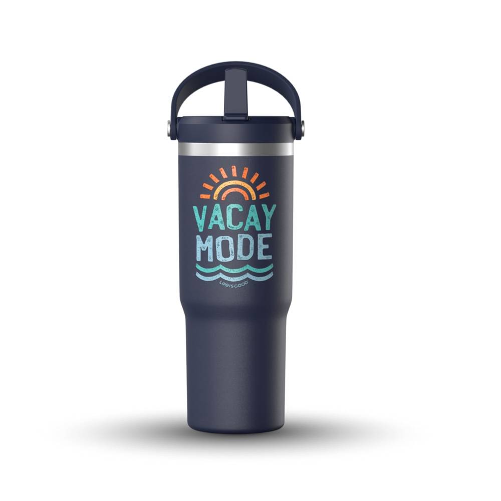 Life Is Good Nomad Vacay Mode Insulated Coffee Tumbler With Straw (navy)