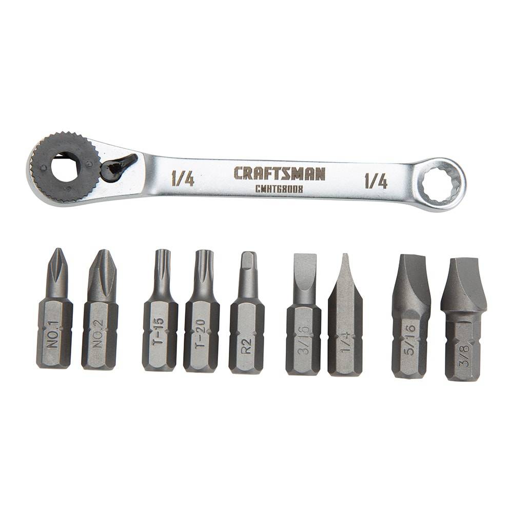 CRAFTSMAN 10-Piece Steel Handle Ratcheting Multi-bit Assorted Drive Screwdriver Set | CMHT68008