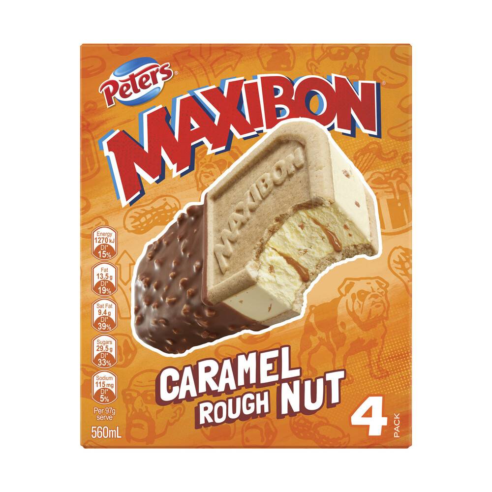 Peters Maxibon Ice Cream Caramel Rough Nut 4pack 560ml