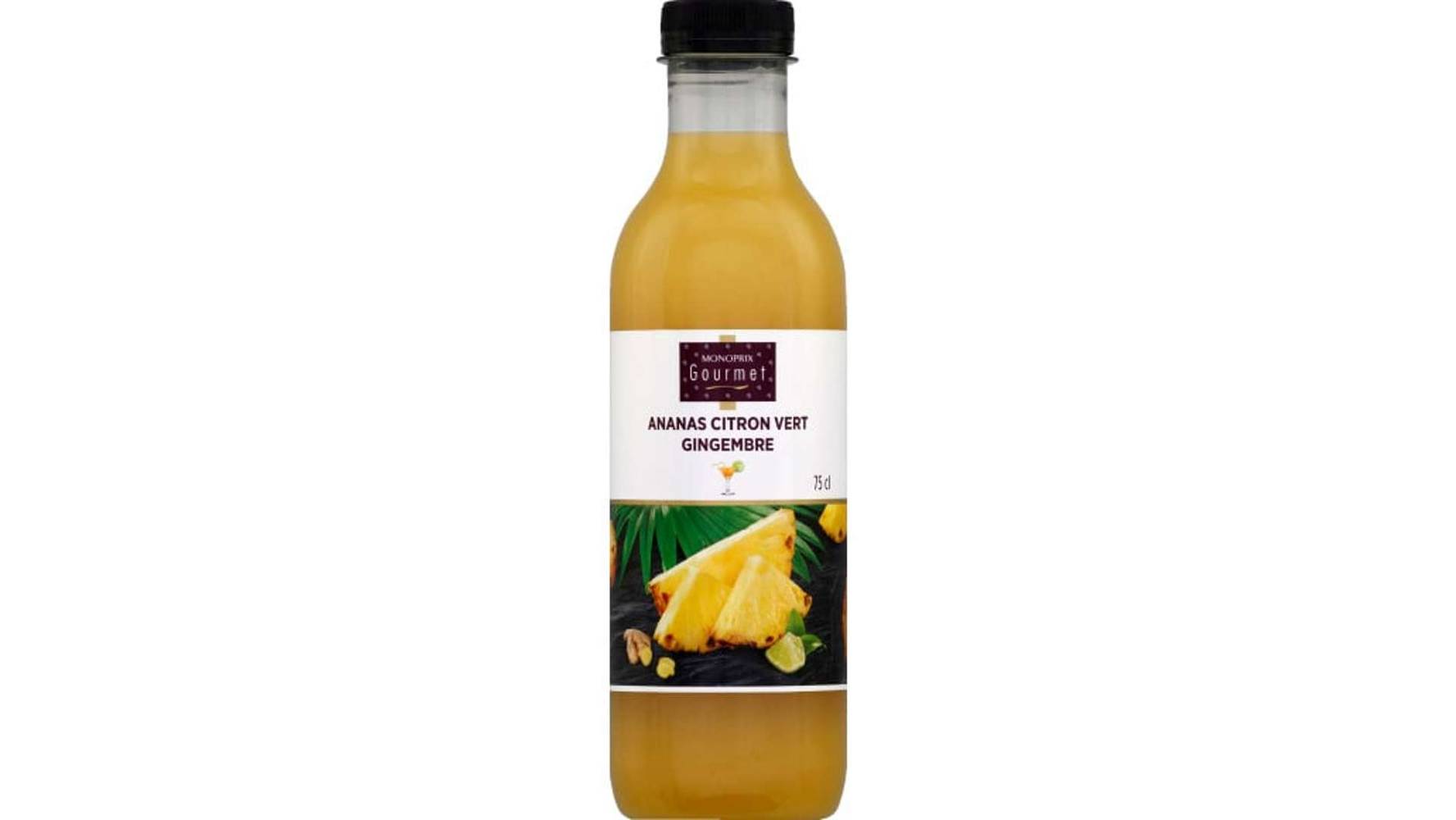 Monoprix Gourmet Jus d'ananas citron vert gingembre La bouteille de 75 cl