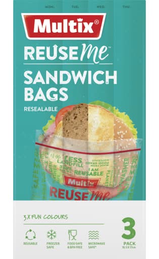 Multix Reuseme Sandwich Bags 3 Pack
