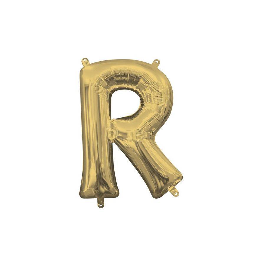 Uninflated 13in Air-Filled White Gold Letter Balloon (R)