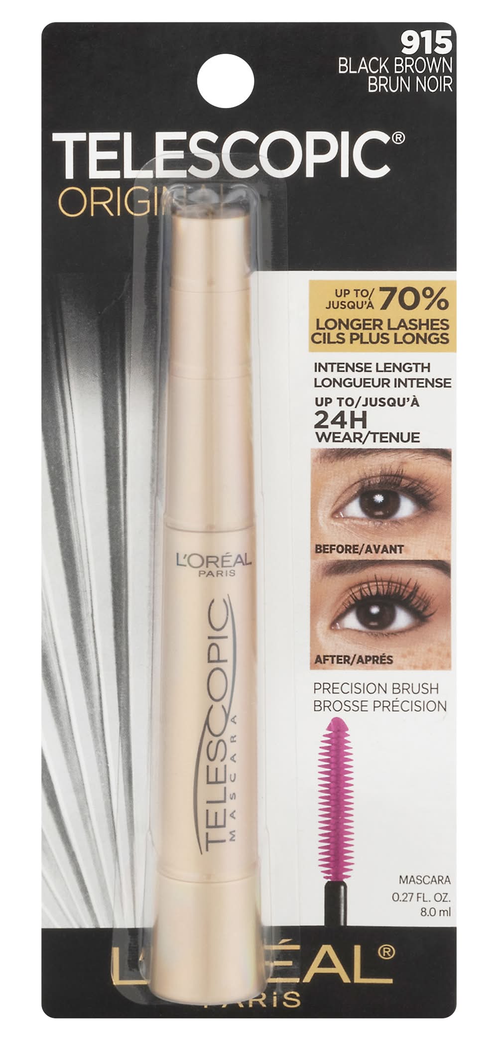 L'Oréal Paris Paris Telescopic Washable Mascara, Black Brrown 915 (0.27 fl oz)