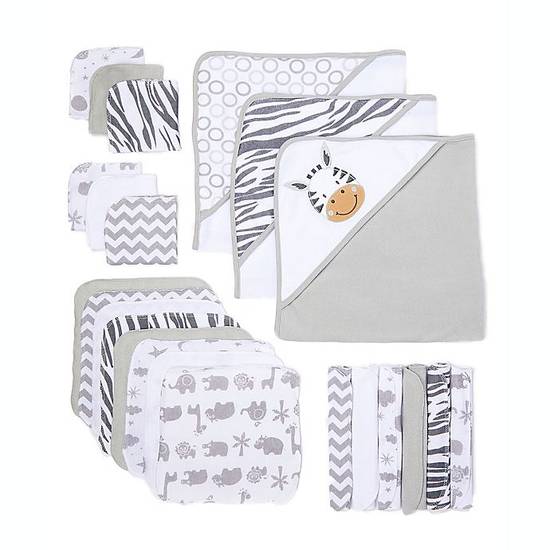 SpaSilk® 23-Piece Zebra Towel and Washcloth Bath Gift Set in Grey/White