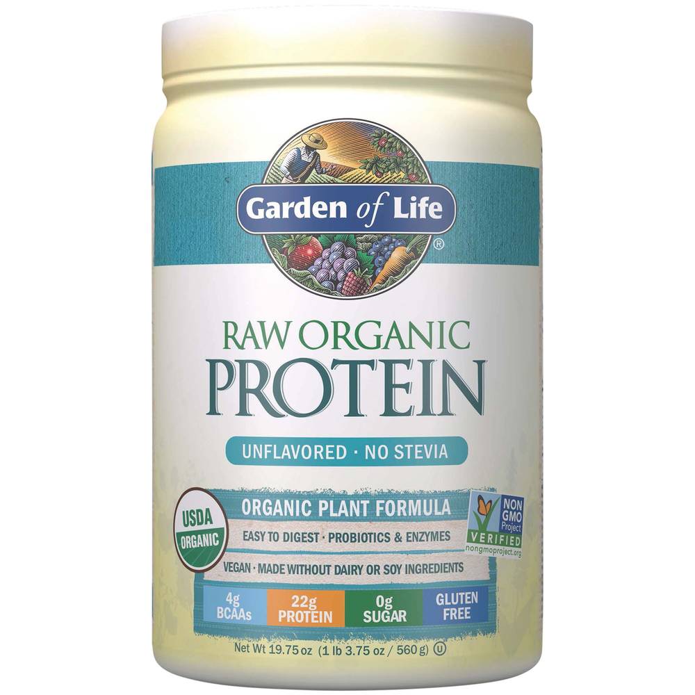 Raw Organic Protein Powder – Plant-Based – Unflavored (19.75 Oz./20 Servings)