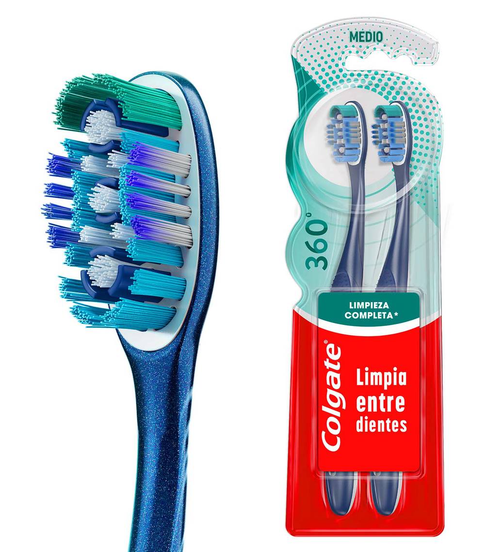 Colgate · Cepillo de dientes 360° medio (2 un)