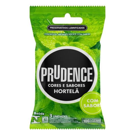 Prudence preservativo com sabor hortelã cores e sabores (3 un)