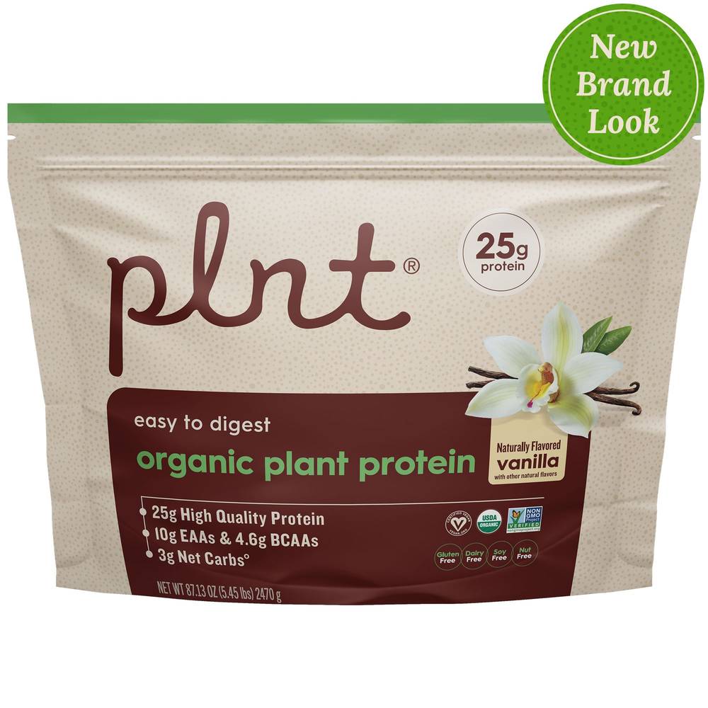 Organic Plant Protein Powder – Vanilla – 5.45 Lbs./65 Servings