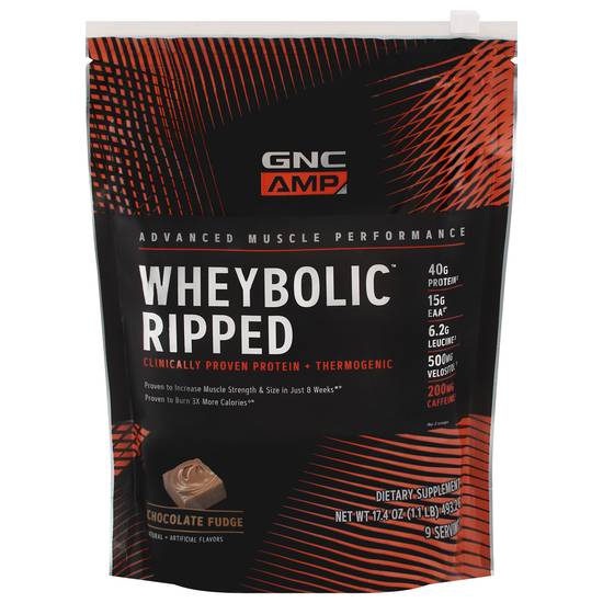 Gnc Amp Wheybolic Ripped Whey Protein Dietary Supplement (chocolate fudge)