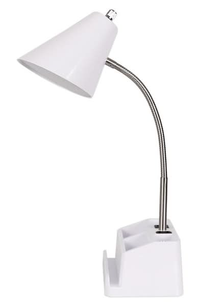 White Task Organizer Lamp, 16"