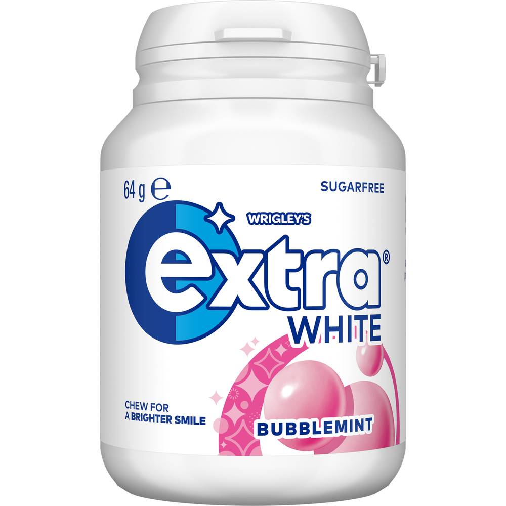 Extra White Sugar Free Chewing Gum Bottle, Bubblemint (64g, 46 pack)