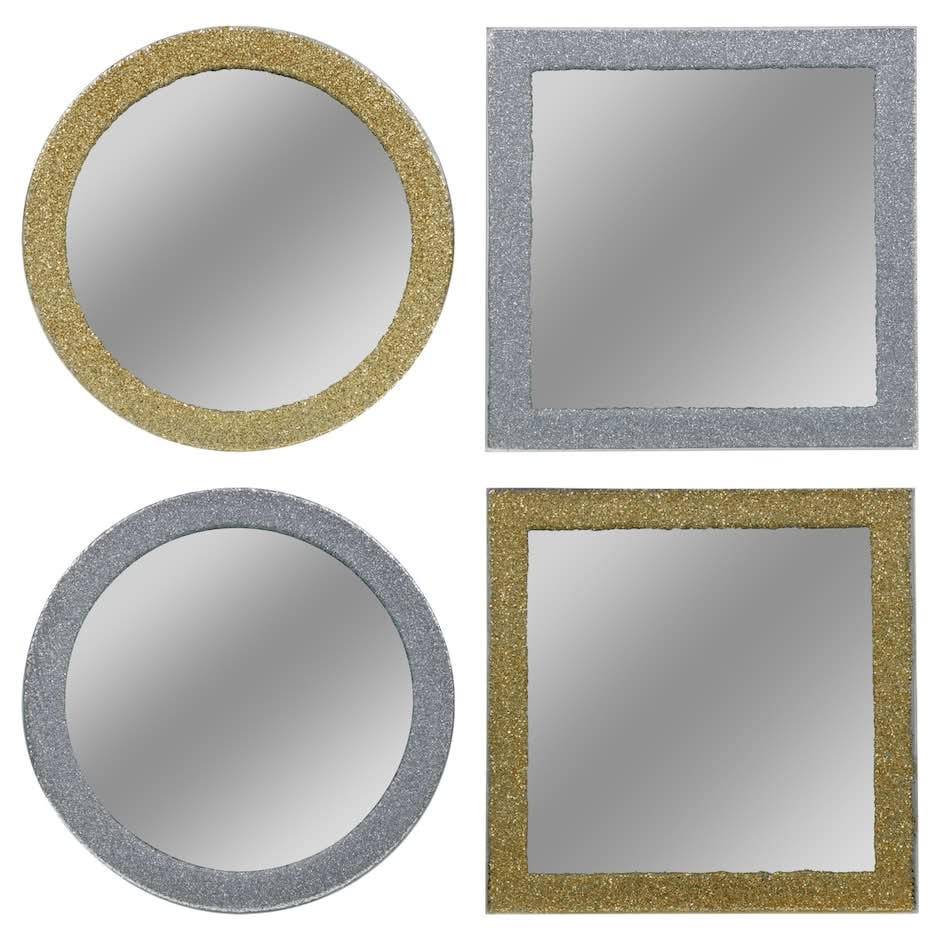 Mirror Candleholders with Glittery Accents, 4.5 in.