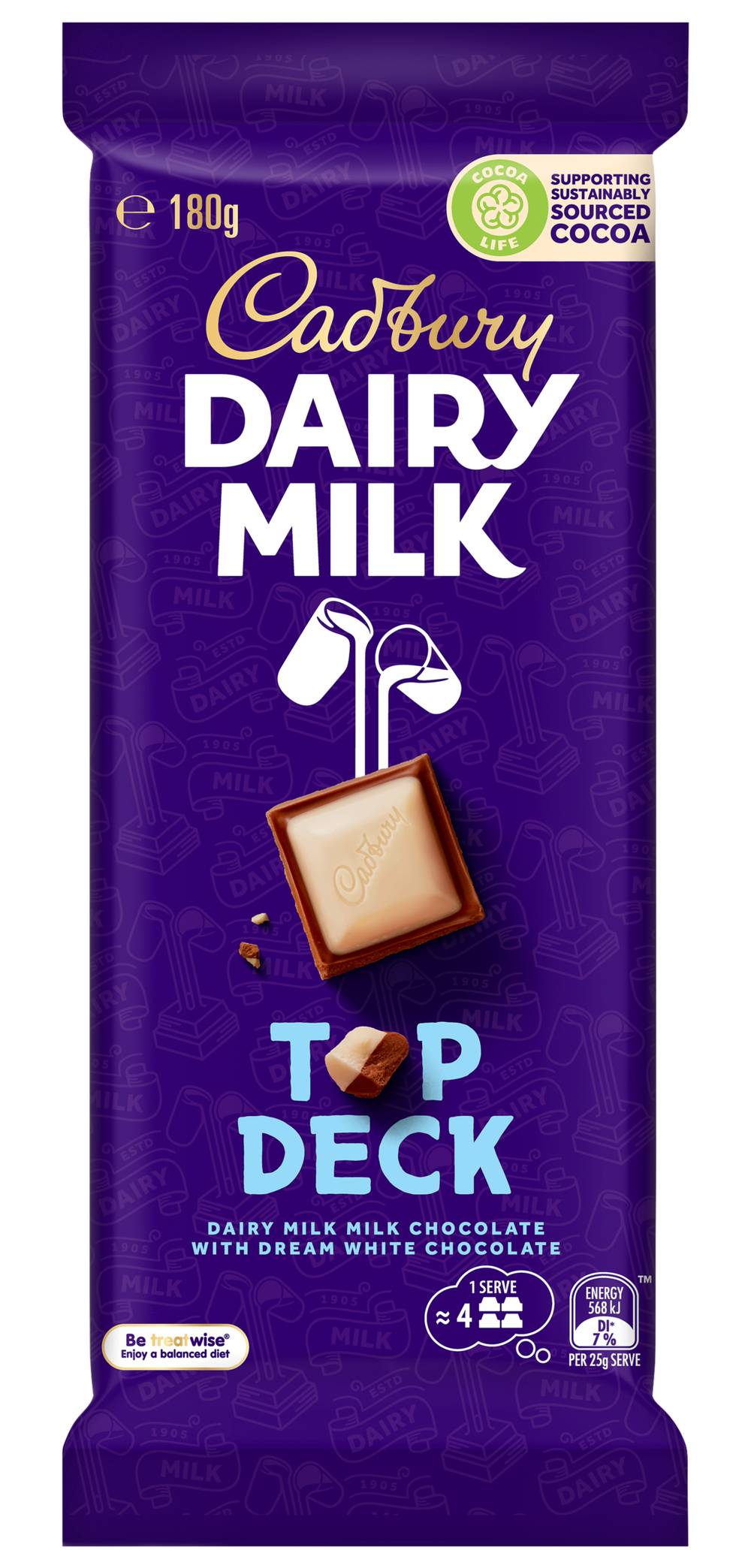 Cadbury Dairy Milk Top Deck Chocolate Block (180g)