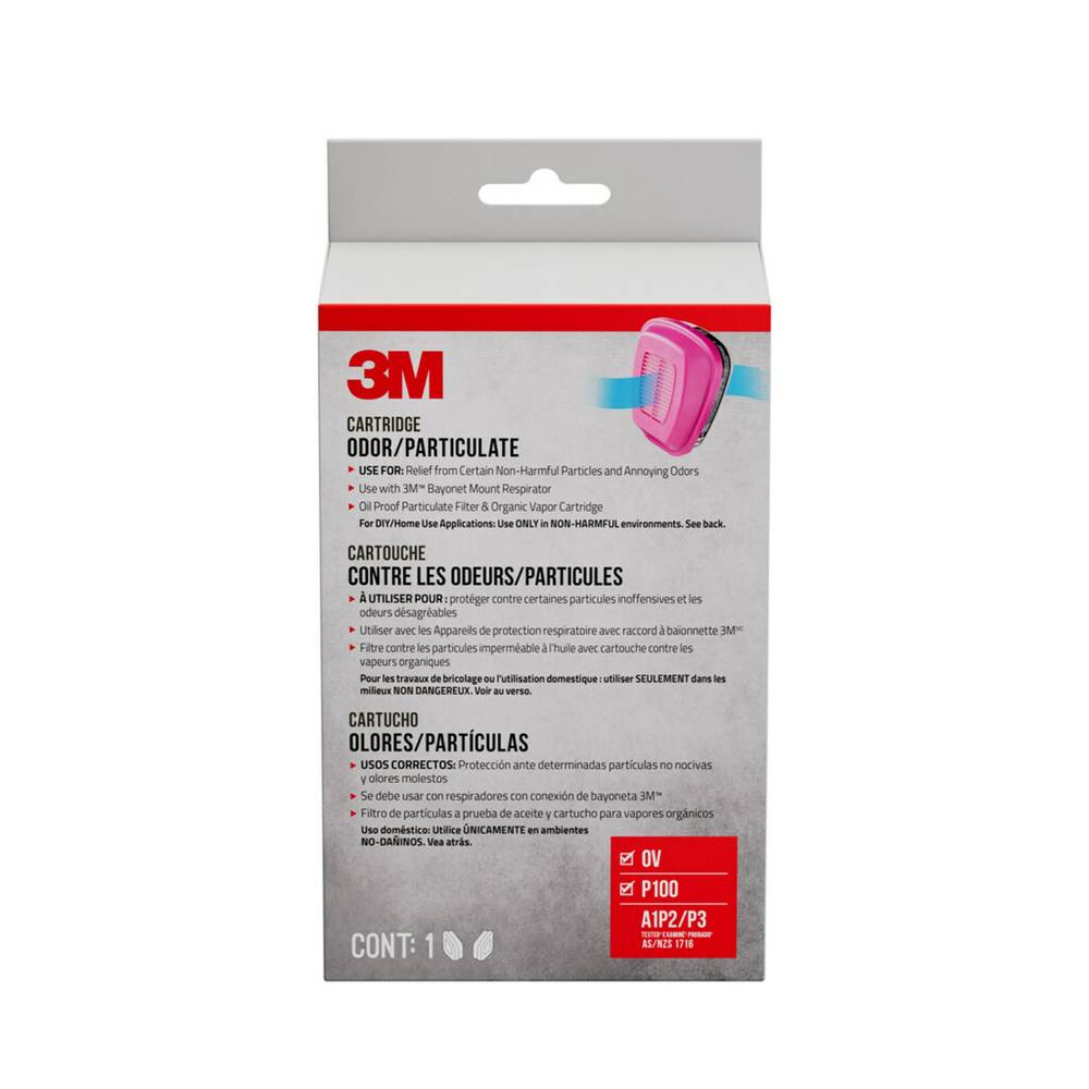 3M 2-Pack Pink Reusable P100 Chemical Carbon Filter | 60921HB1-A