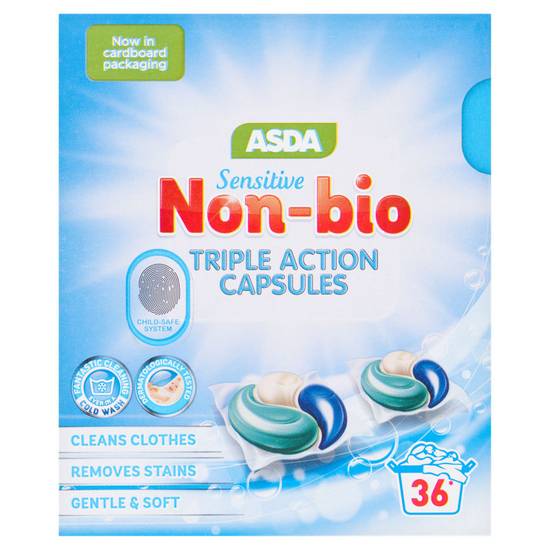 Asda Sensitive Non-Bio Triple Action Capsules 36 x 13g (312g)