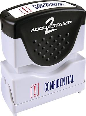 Accu-Stamp2 Two-Color Pre-Inked Shutter Message Stamp, CONFIDENTIAL, Blue/Red Ink (035536)