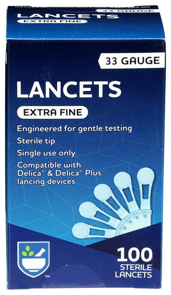 Rite Aid Extra Fine Sterile Lancets, 33g - 100 ct