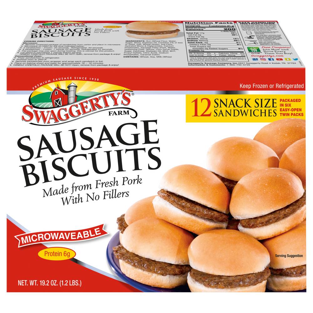 Swaggerty's Snack Size Sandwiches Sausage Biscuits (1.6 oz, 12 ct)