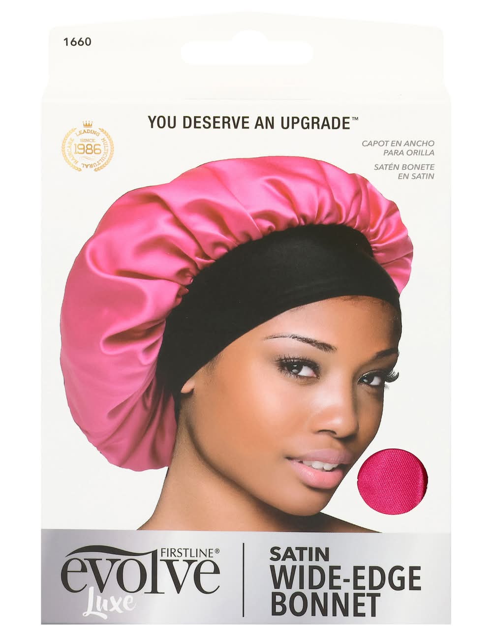 Evolve Luxe Satin Wide-Edge Bonnet, L, Fuchsia (1.1 oz)