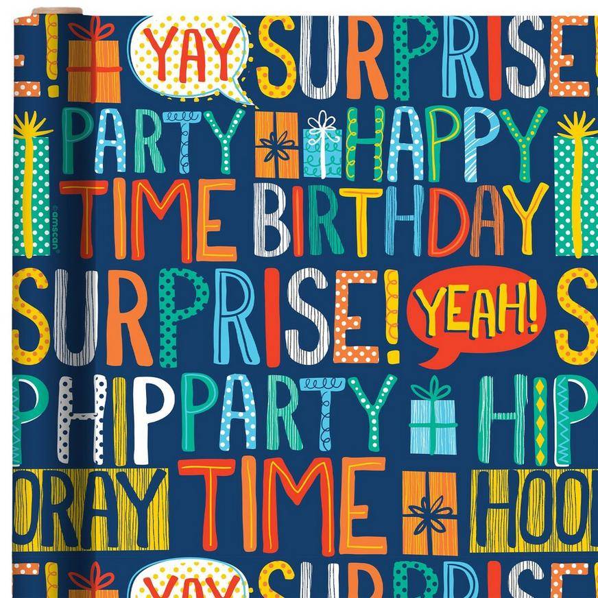 Birthday Surprise Letter Gift Wrap, 16ft x 30in (40 sq ft)