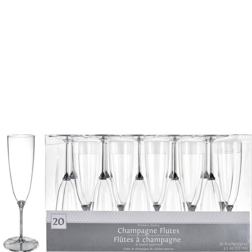 Party City Disposable Champagne Flutes, Unisex, Silver (20 ct)