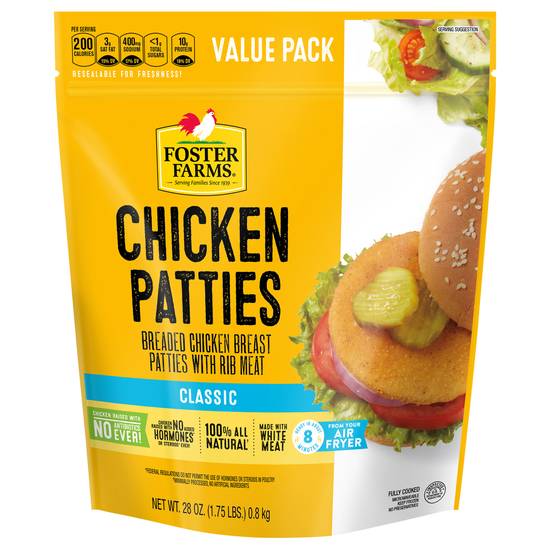 Foster Farms Classic Breaded Chicken Patties Value pack