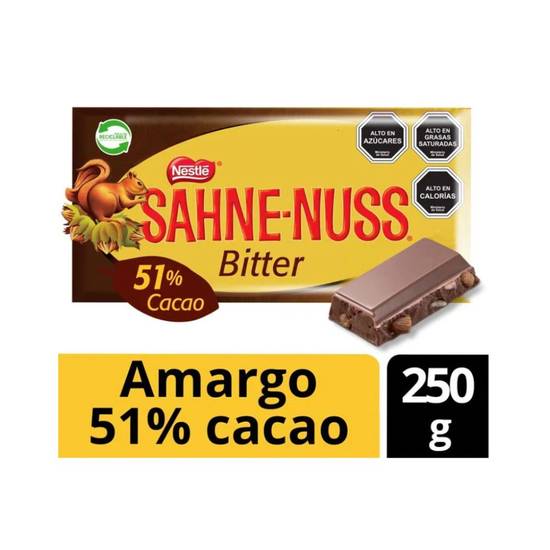 Sahne Nuss - Chocolate bitter 51% cacao con almendras - Barra 250 g