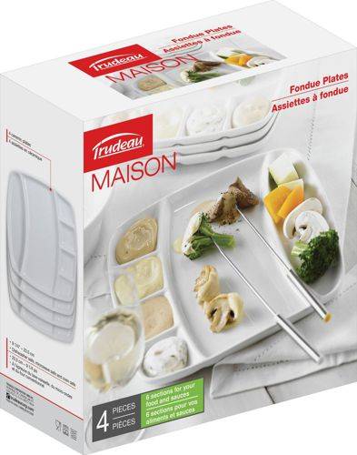 Assiette à Fondue Vintage Faïence St-Amand - 6 Compartiments - Marron