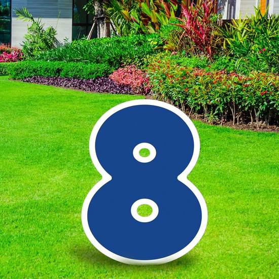 Blue Number (8) Corrugated Plastic Yard Sign, 24in