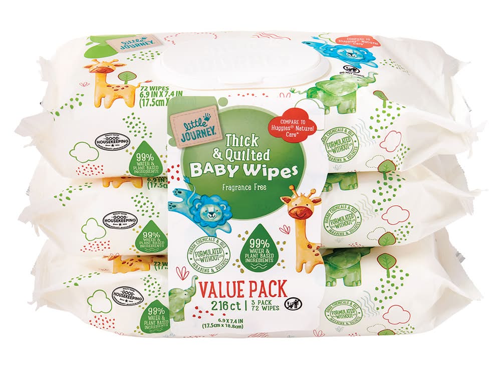 Little Journey Thick & Quilted Baby Wipes Value pack, 6.9x7.4 in (3 ct)