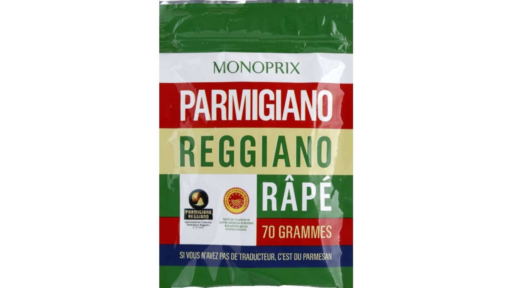 Monoprix Parmigiano Reggiano râpé Le sachet de 70 g
