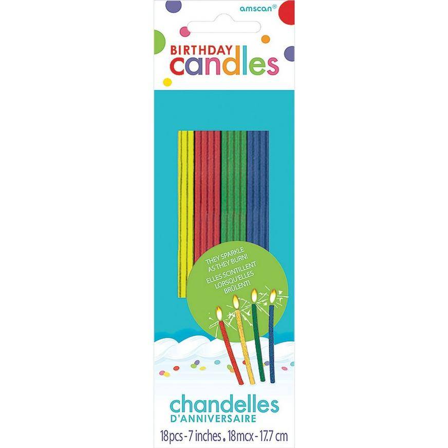 Party City Tall Multicolor Sparkler Birthday Candles, Assorted (18 ct)