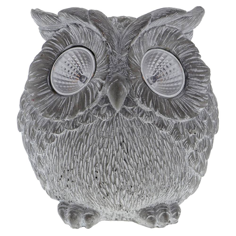 Cement Garden Owl Figurine w/Solar eyes