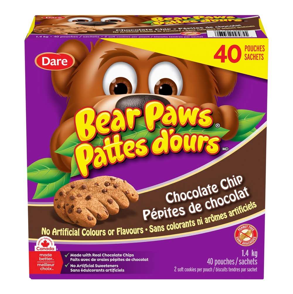Dare - Pattes D'Ours Aux Pépites De Chocolat 1,4 Kg / Dare Chocolate Chip Bear Paws, 1.4 Kg