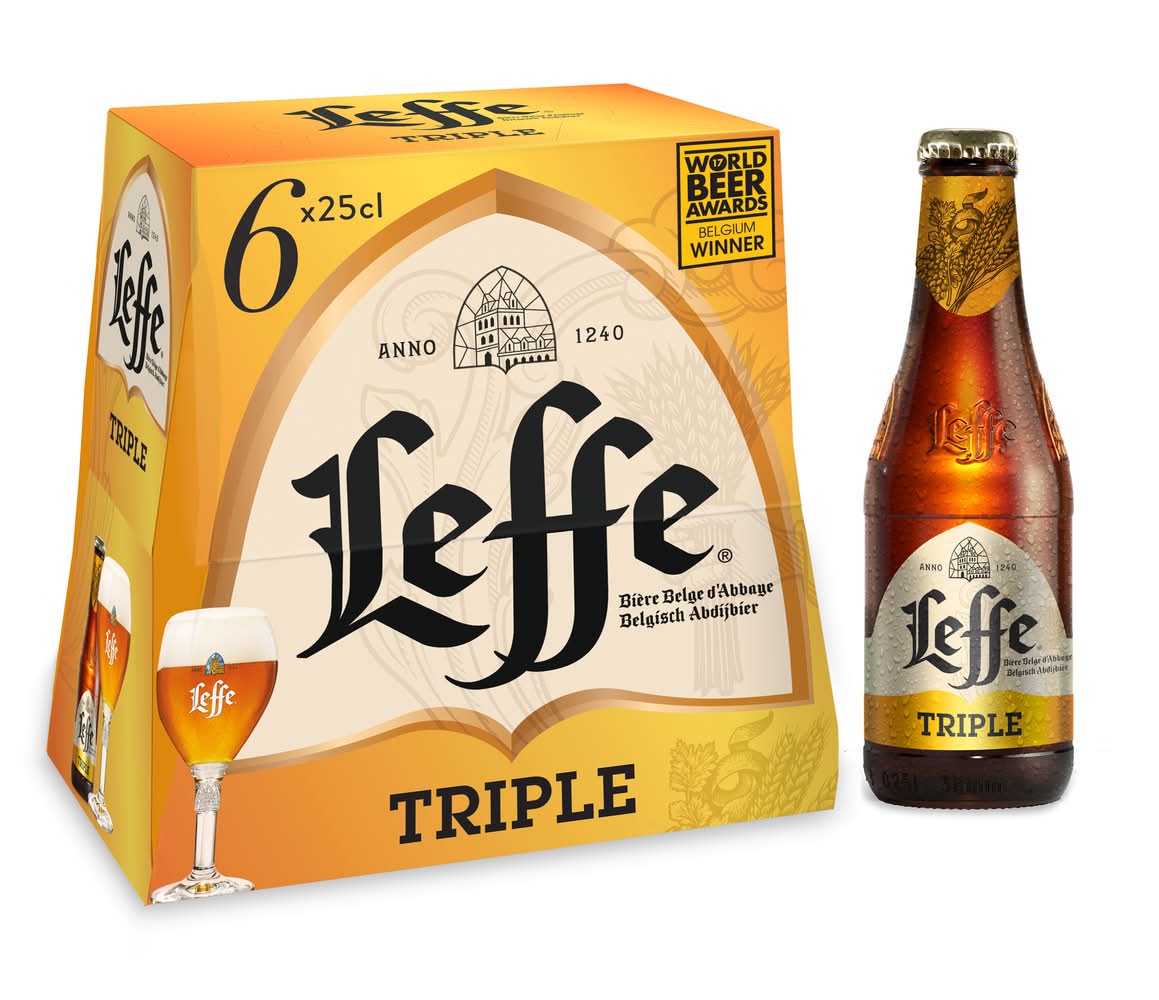 Leffe - Bière blonde d'abbaye triple belge (6 x 250ml)