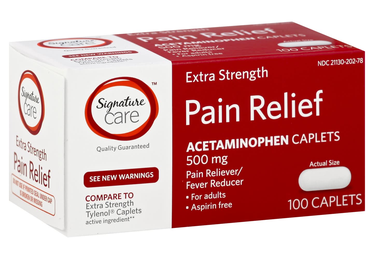 Signature Care Extra Strength Pain Relief 500 mg Acetaminophen (5.3 oz, 100 ct)