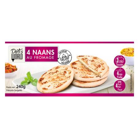 Naans au fromage DELI'S WORLD - la boite de 4 - 240g
