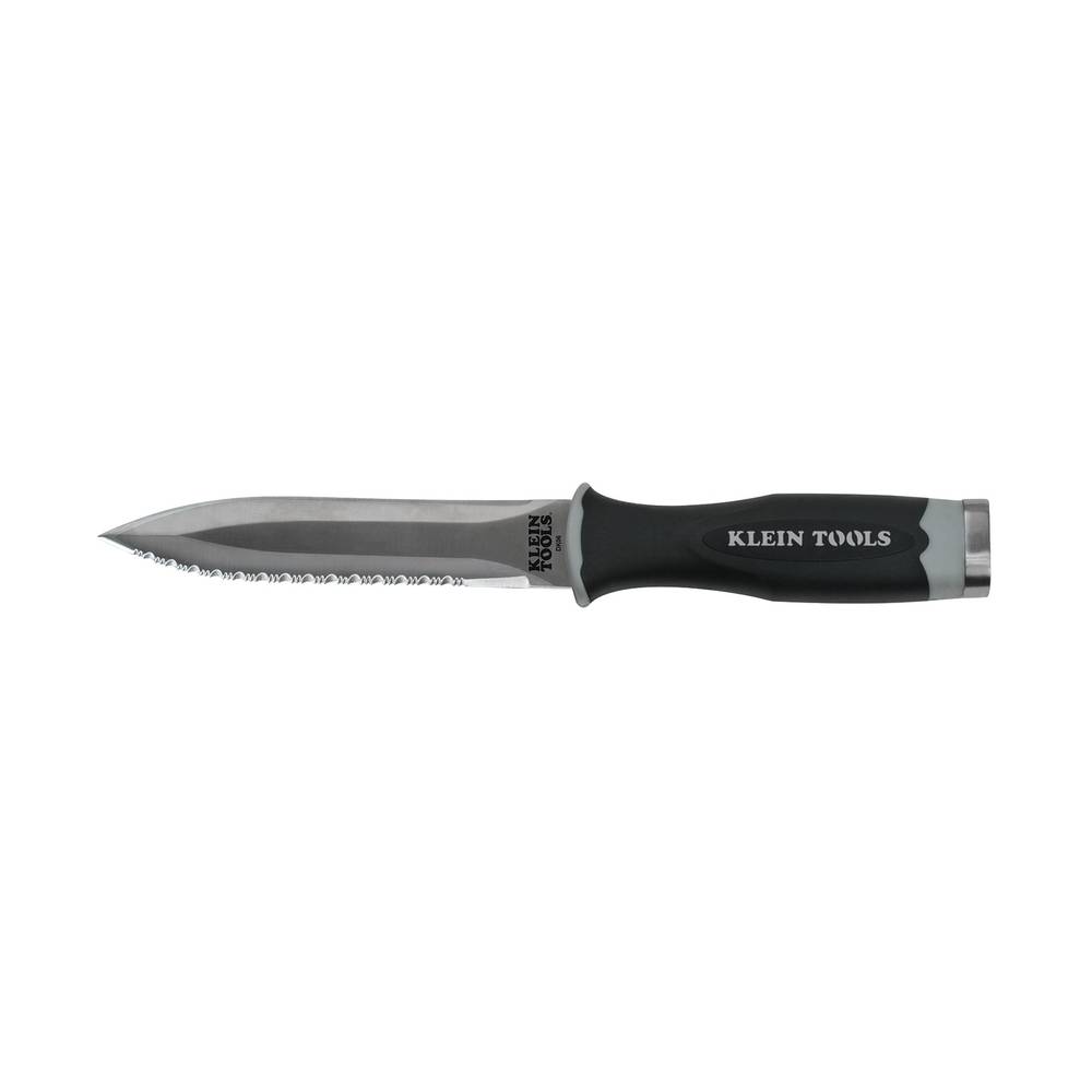 Klein Tools 5.5-in Stainless Steel Double-edged, Fine Edge and Serrated Edge Pocket Knife | DK06