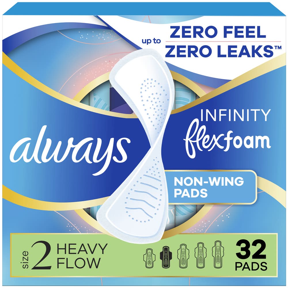 Always Infinity Flexform Heavy Flow Pads, 2 (32 ct)