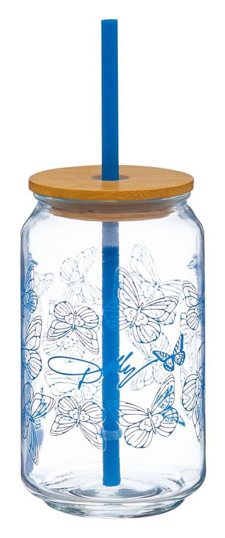 Dolly Parton Spring Glass Cup With Straw Assorted