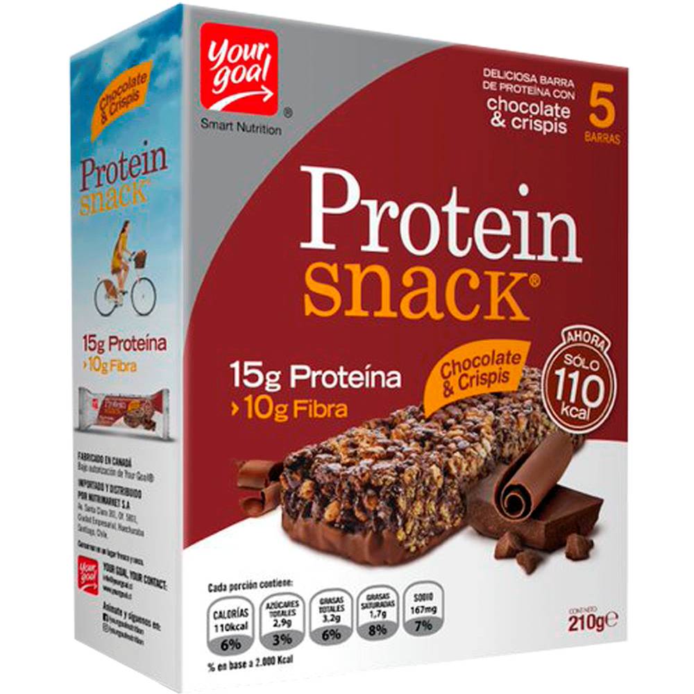 Your goal barra de proteína sabor chocolate & crispis (caja 5 u x 42 g c/u)